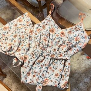 Leith Light Blue Floral Wide-Leg Jumpsuit